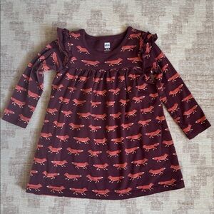Tea Collection Adorable Fox Print Dress with Ruffled Shoulders size 12-18M